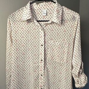 Forever 21 Paisley Print Button Down Shirt Foldable Sleeve